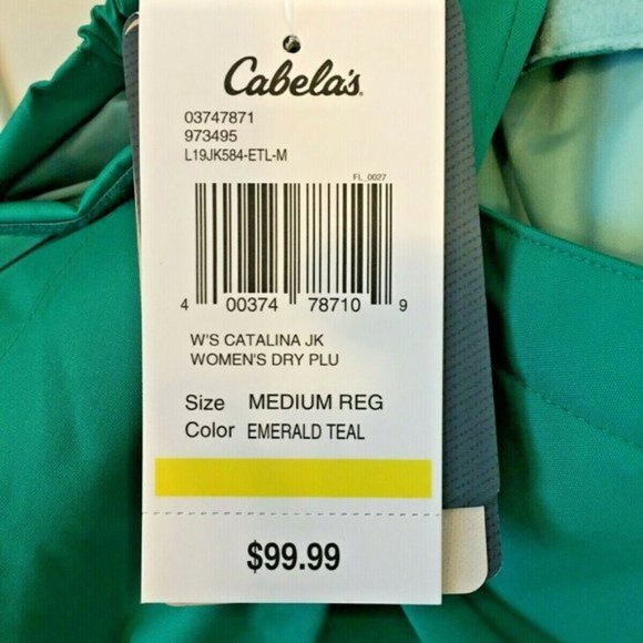 Cabela's Womens Detachable Hood Jacket Dry Plus Catalina Emerald Teal ME… - Picture 6 of 7